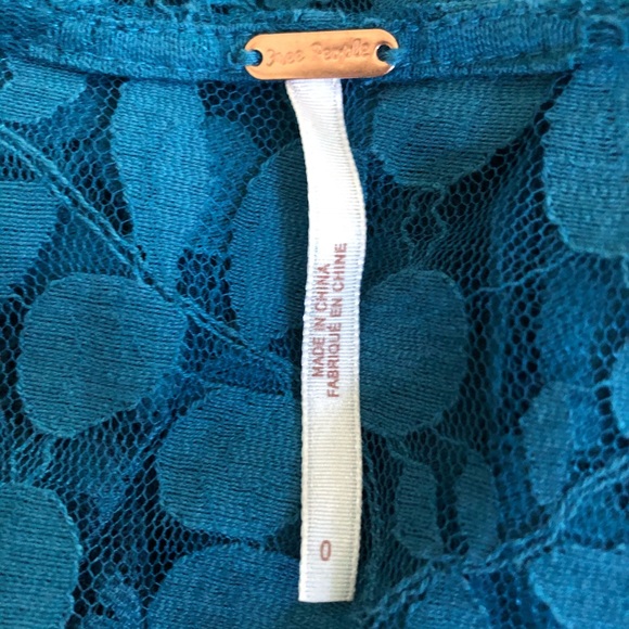 Free People Sheer Blue Lace Floral Dress - Size 0 - Picture 11 of 15